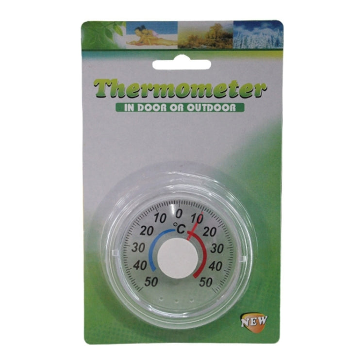 Thermometer blister pack with round plastic °C dial and blue/red indicator ring