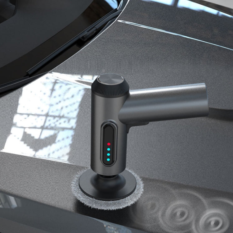 Car waxing machine buffer pad polishing a car surface with LED indicator
