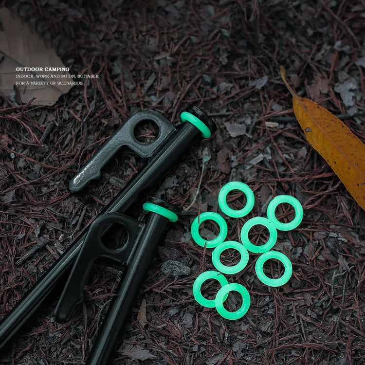 Outdoor camping set: mint green luminous reflective silicone rings and stake