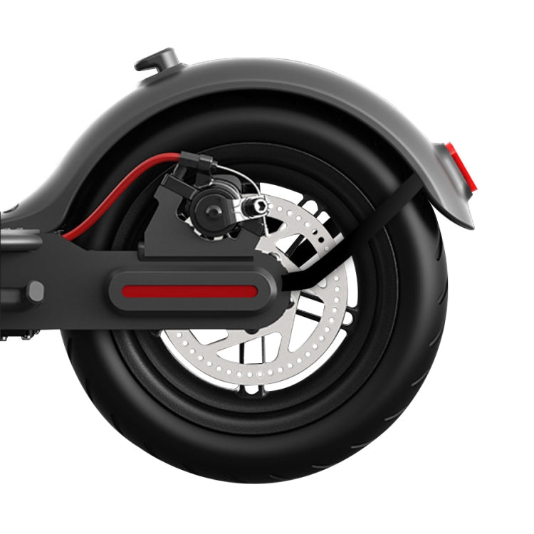 Electric scooter rear fender with red taillight above the wheel, black