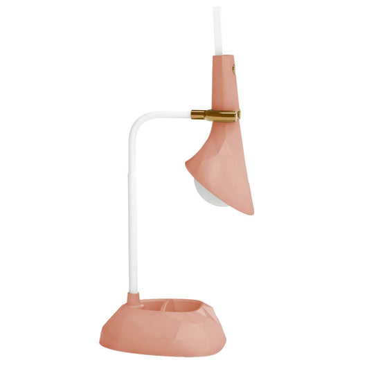 Removable diamond desk lamp in red with white gooseneck and base stand
