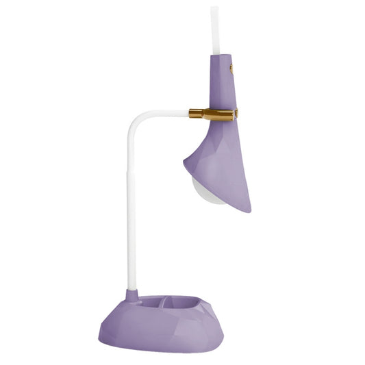 Removable diamond desk lamp in purple with white gooseneck and molded base