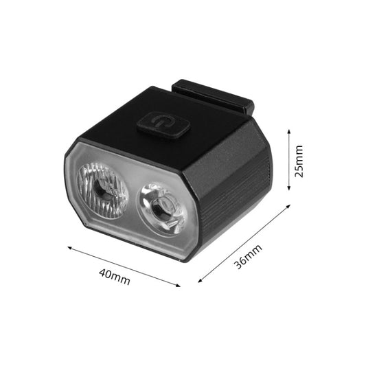 Compact bicycle headlight with dual round lenses and black top mount bracket