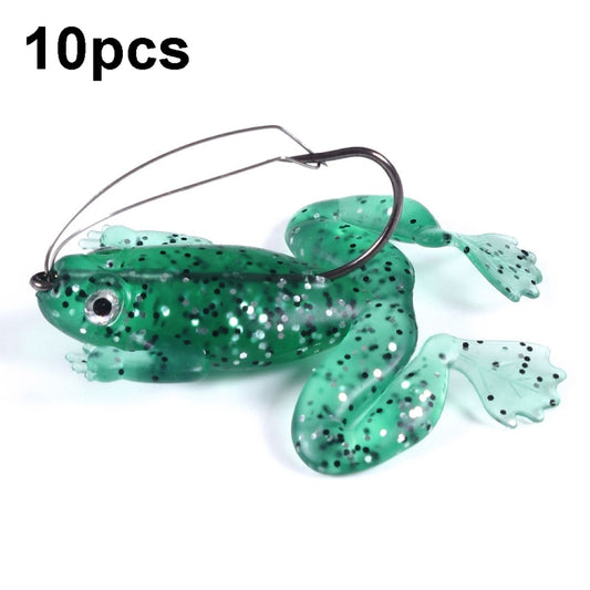 Light green speckled frog floating fishing lure with treble hook and big eyes
