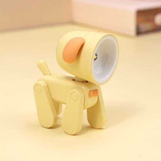 Pale yellow cartoon mini table night light with rotating head and handle-style legs.