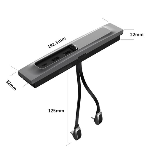 Car USB hub docking station with slim bar and three ports plus two cable adapters