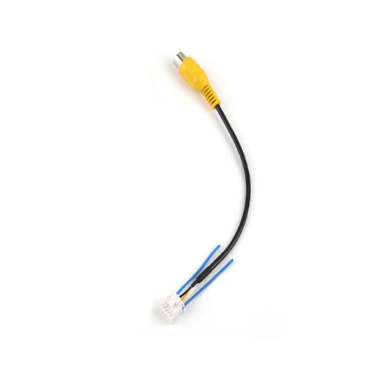 Black adapter cable with yellow RCA-style plug and white 10P connector