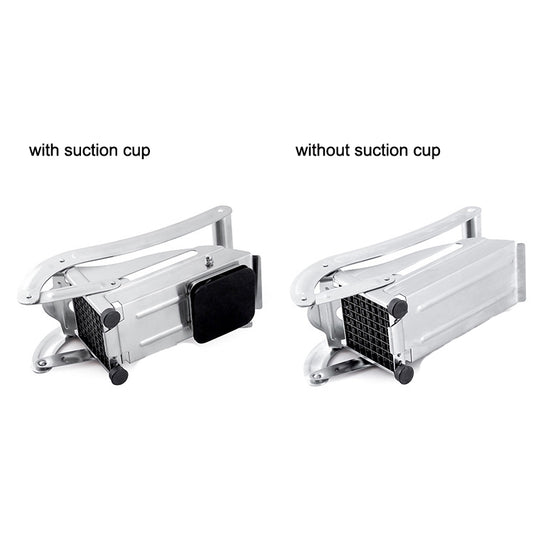 Manual potato cutter with and without suction cups
