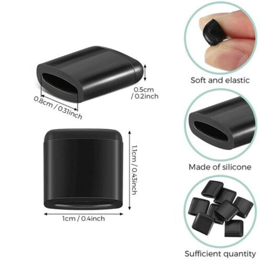 Black soft silicone-style air fryer tray bumpers, square caps with hollow ends