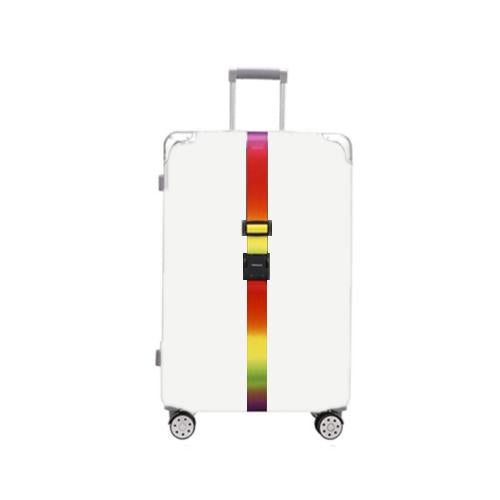 Luggage anti-mis-opening packing strap with rainbow gradient and black buckle