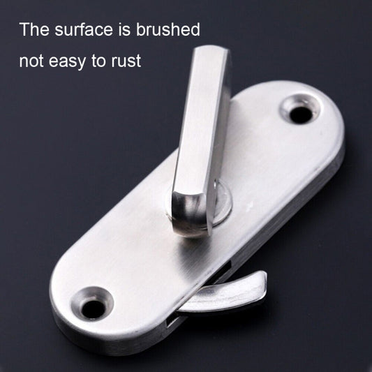 Stainless steel 90-degree door hook lock latch with key slot and mounting screw hole