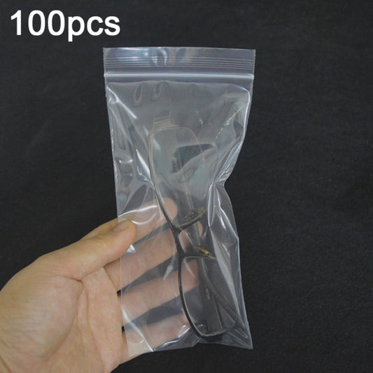 Clear plastic zip-lock packaging bag with hanging hole near top, thick transparent bag