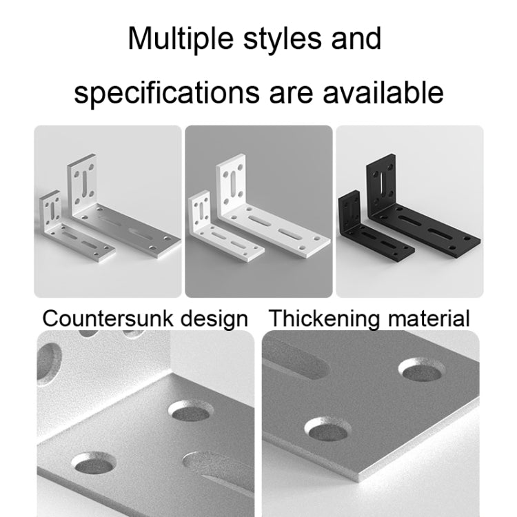 Right-angle mounting bracket in multiple colors and styles with countersunk holes