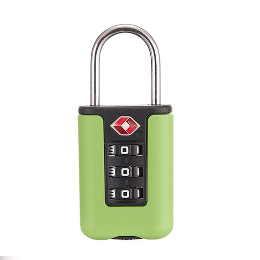 Light green TSA-style luggage combination padlock with 3-digit dial and steel shackle