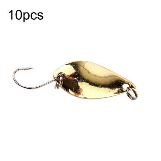 Gold spoon fishing lure with single hook and split rings, 10 pack