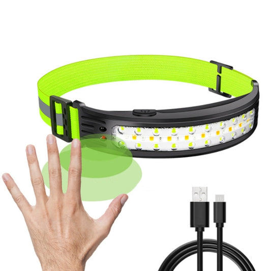Green and black headlamp with bright white LED-style light bar