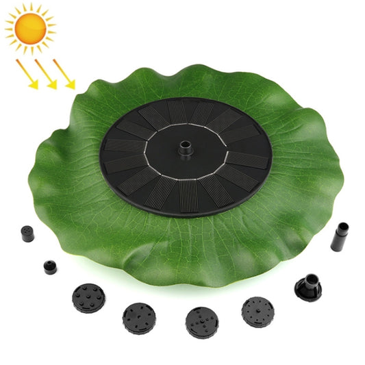 Lotus leaf solar fountain with black solar panel and floating leaf, 28 cm