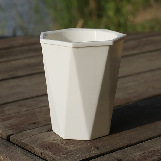 White diamond-shaped plastic self-watering plant pot, 12cm x 14cm