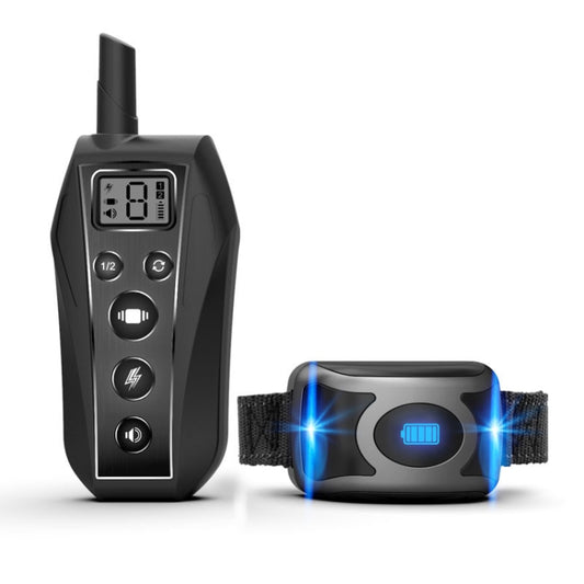 Remote dog training collar transmitter and receiver set, dark gray LCD controller