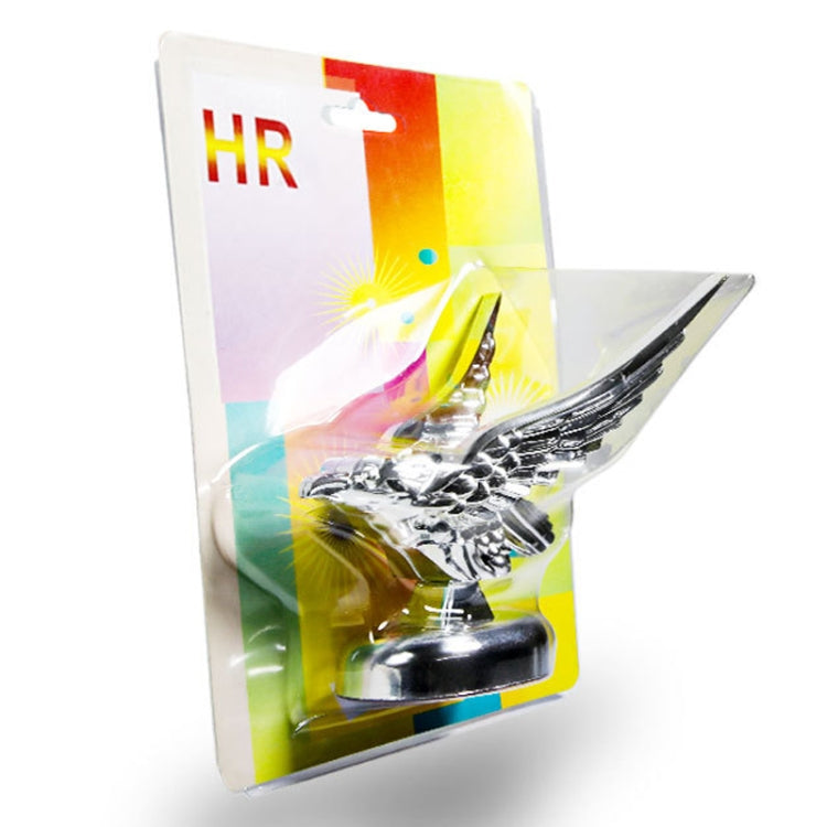Chrome eagle wing hood ornament in retail blister package