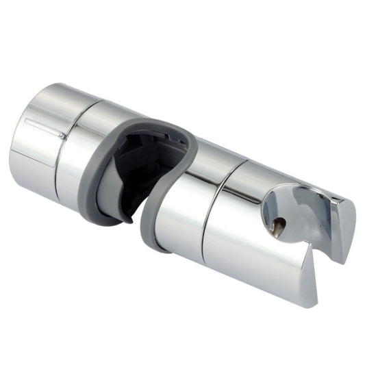 Chrome shower rod lift bracket with black grip insert and locking clamp