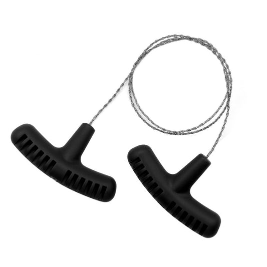 Black U-grip hand-pulled wire rope saw with silver steel cable