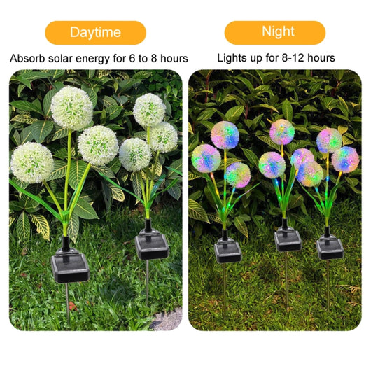 Solar LED dandelion ground lights with three heads, daytime look and multicolor glow