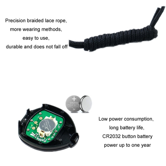 Stopwatch timer with braided strap and open battery compartment for CR2032