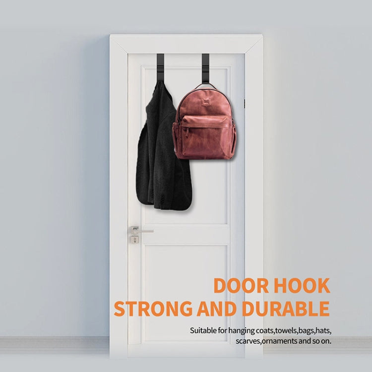 White door back hook for hanging coats and bags on a door panel