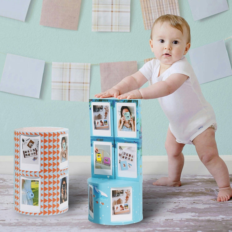 Blue transformable mini photo frame stand rack with multiple small picture frames