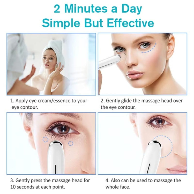 White eye massager wand gliding along the eye contour