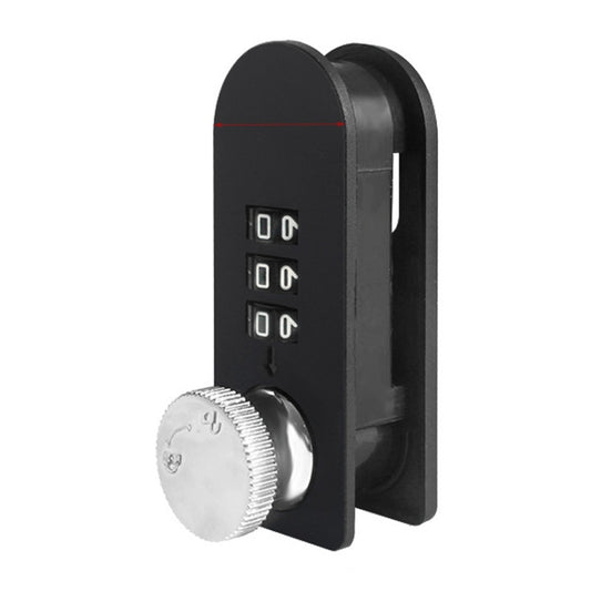 Mechanical dial combination drawer lock, black front with silver dial and digit keypad