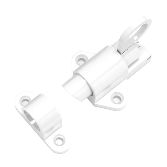 White automatic rebound latch with spring-style mounting brackets