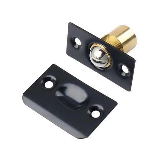 Black door bumbler lock with brass cylinder and mounting plates