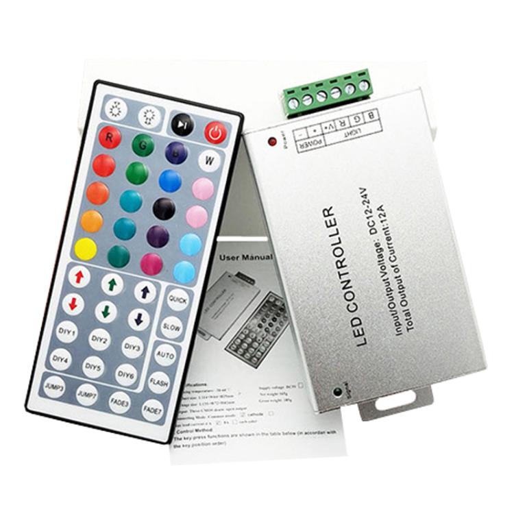 LED strip light controller kit with remote control and instruction booklet