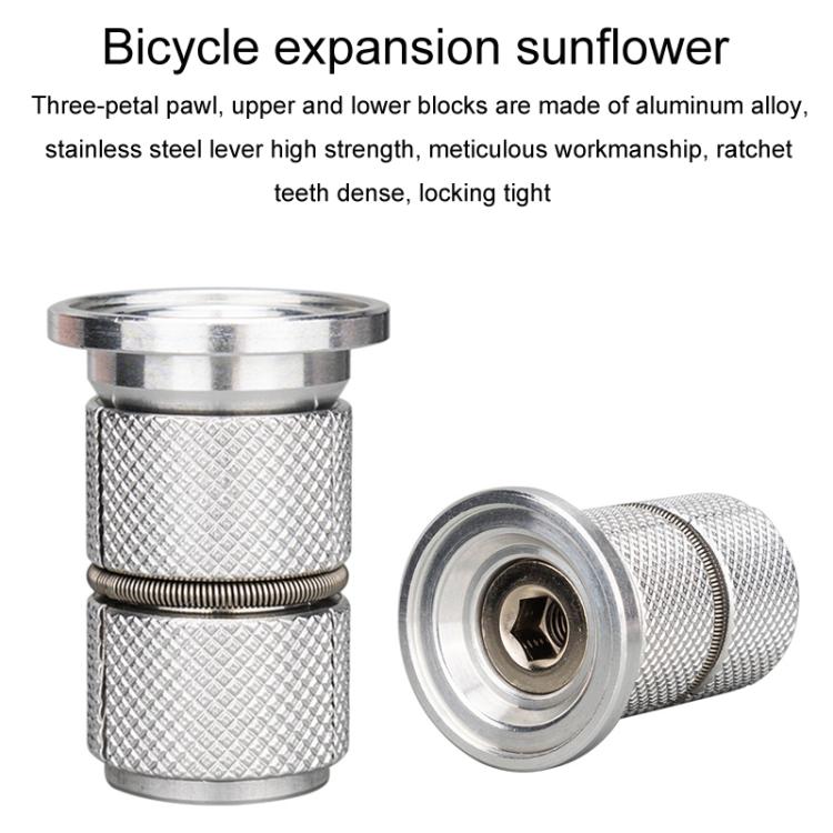 Bicycle fork expansion core kit with knurled sleeves and threaded insert end