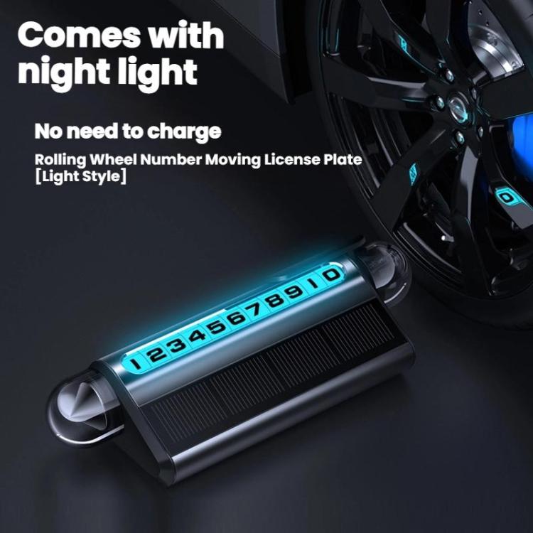 LED rolling wheel number parking sign with blue lit digits, dark base