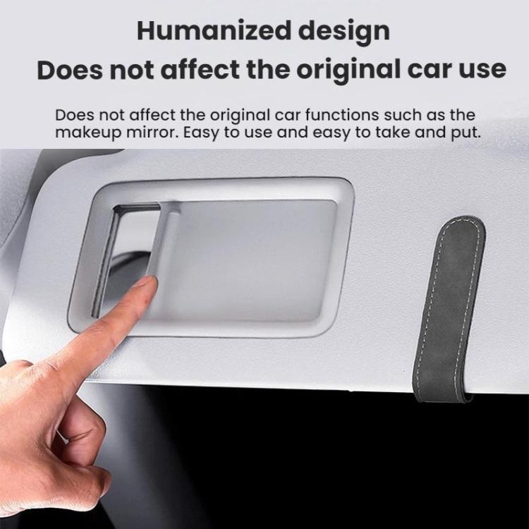 Car sun visor glasses holder insert with rectangular opening, gray frame