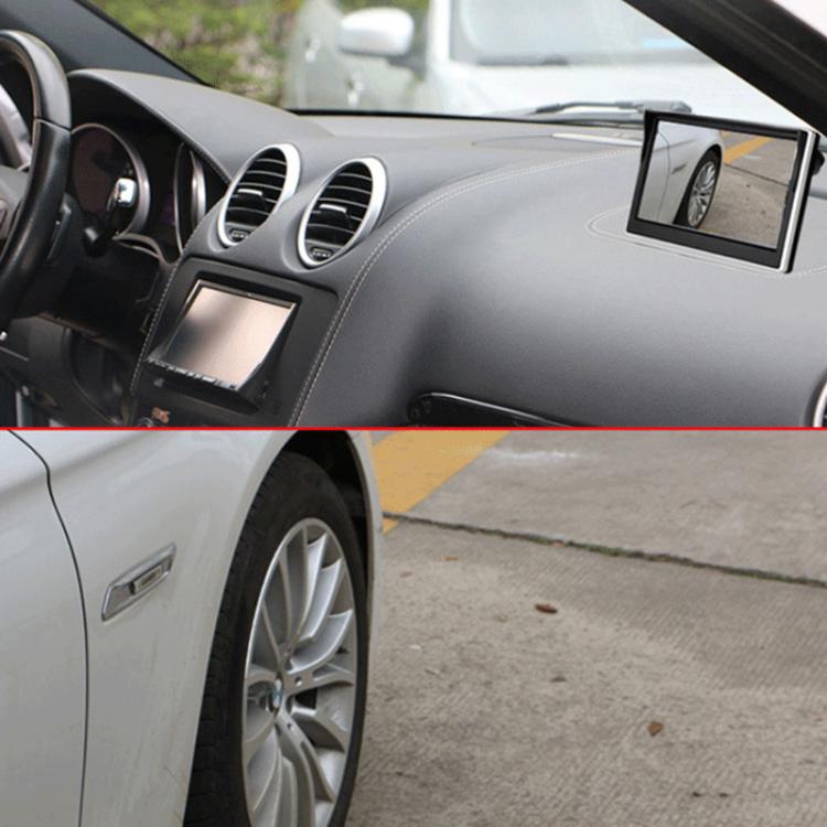 Car dashboard monitor with camera feed near center console and side window