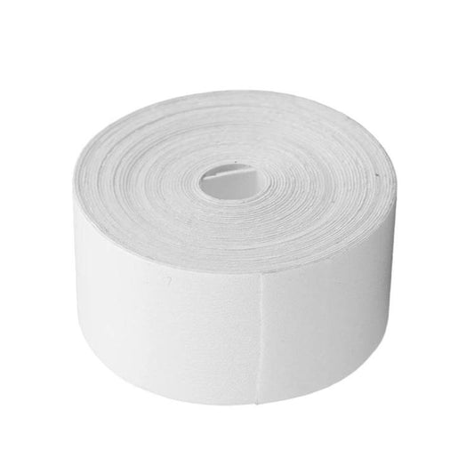 White protective racket frame tape roll, wound coil with inner core.