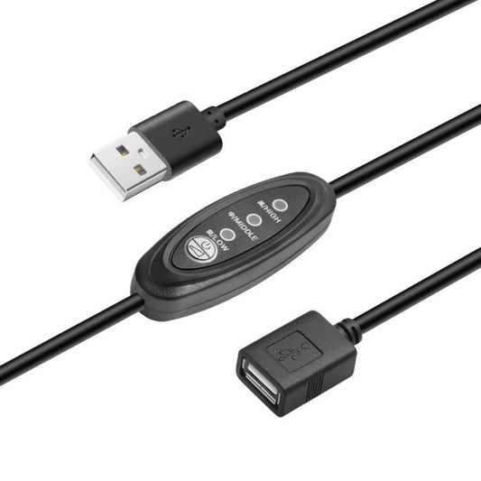 USB to DC power cord with inline T3 speed adjustable push-button switch