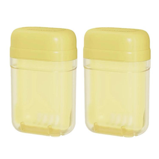 Yellow plastic sealed soap storage box with lid and drainage base