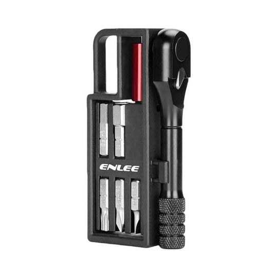 ENLEE mini bike ratchet wrench tool set in black case with assorted hex bits