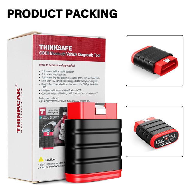 THINKSAFE OBD2 diagnostic tool packaging box with red-and-black handheld device