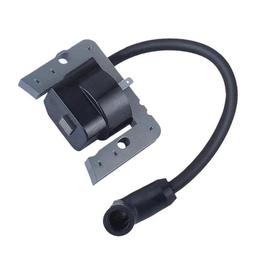 Lawn mower ignition coil with black ignition wire and mounting bracket