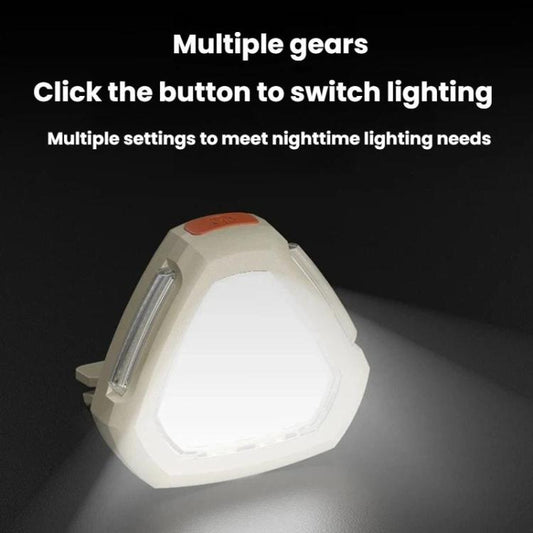 Mini COB headlamp showing bright front light in a side view