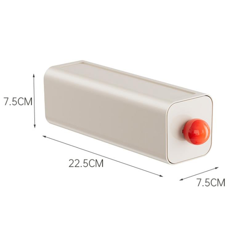 White wall-mounted organizer box with orange button, rectangular design