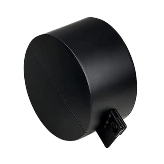 Black door knob lock cover with attached locking bracket and keyhole slot