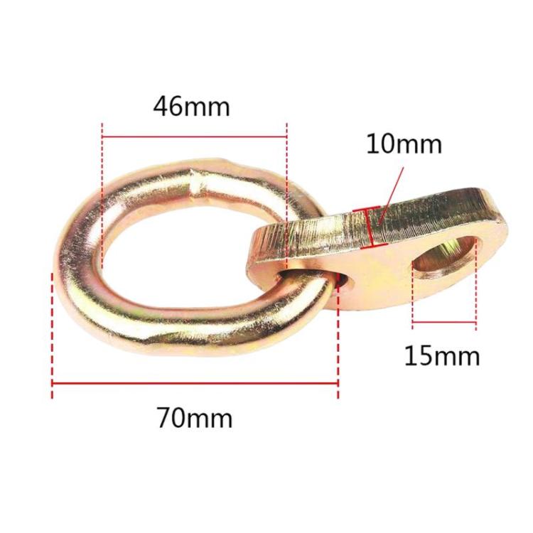 Zinc-plated steel lifting ring dimensions: 70mm, 46mm, 15mm, 10mm