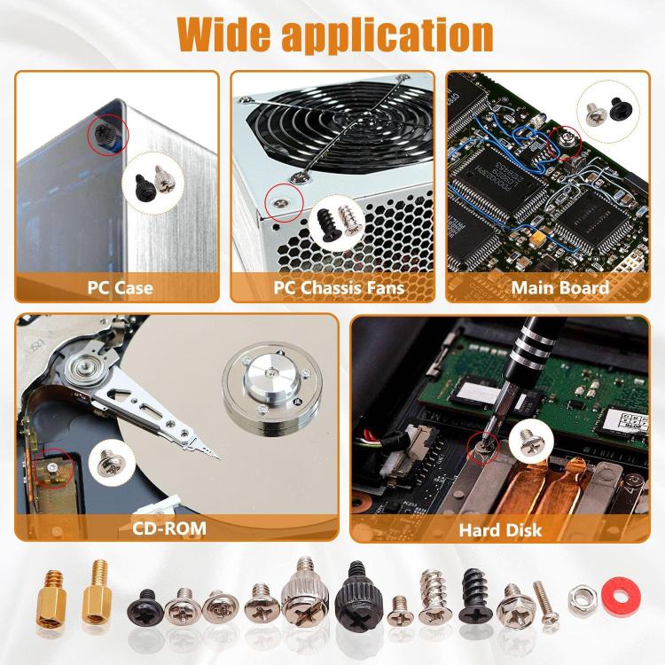 228-piece PC screw kit for case, chassis fans, main board, hard drive installations